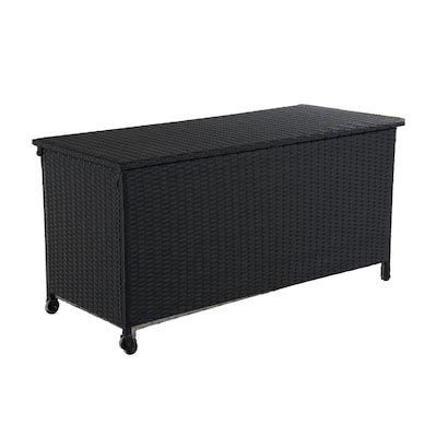 rattan look black metal boxes|Black Metal Frame Rattan Storage Cabinet with Wheels Deck .